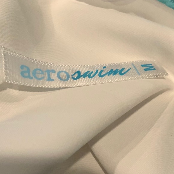 Men’s White & Teal Unlined Velcro Swim Shorts Med - Picture 6 of 6